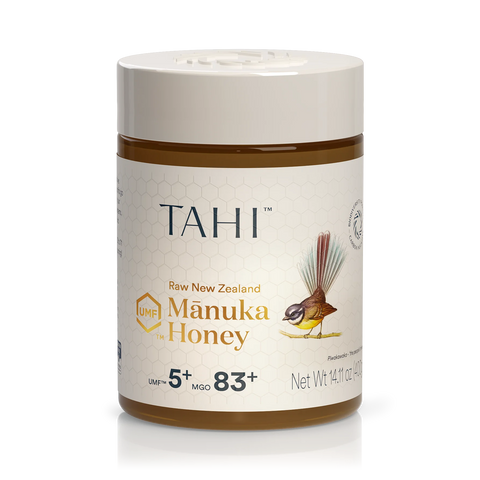 delicious high quality tahi manuka honey from new zealand certified umf 5+ mgo 83+ for daily wellness and vitality, immune support 400gr. 14.1oz