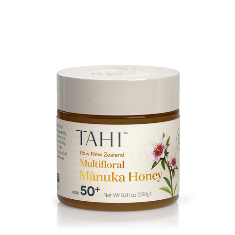 delicious high quality tahi multifloral manuka honey from new zealand certified mgo 50+ for daily wellness and vitality, immune support 250gr. 8.8oz