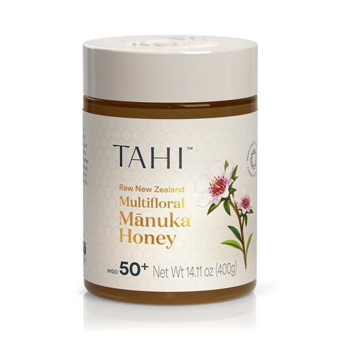 delicious high quality tahi multifloral manuka honey from new zealand certified mgo 50+ for daily wellness and vitality, immune support 400gr. 14.1oz